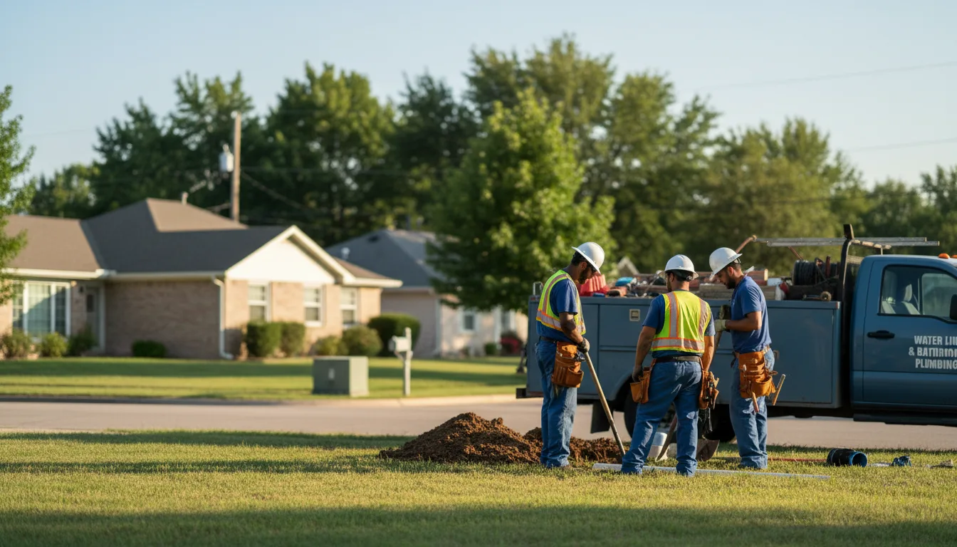 Residential water line and bathroom plumbing service in Wright City, OK